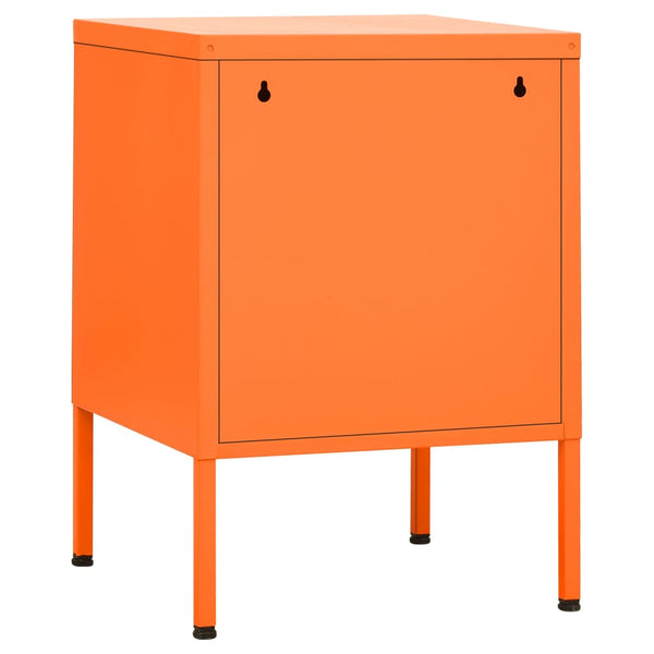 Orangefarbener Nachttisch aus Stahl, 35x35x51 cm