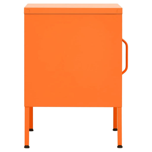 Orangefarbener Nachttisch aus Stahl, 35x35x51 cm