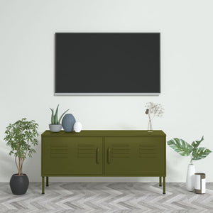 TV-Schrank Olivgrün Stahl 105 cm