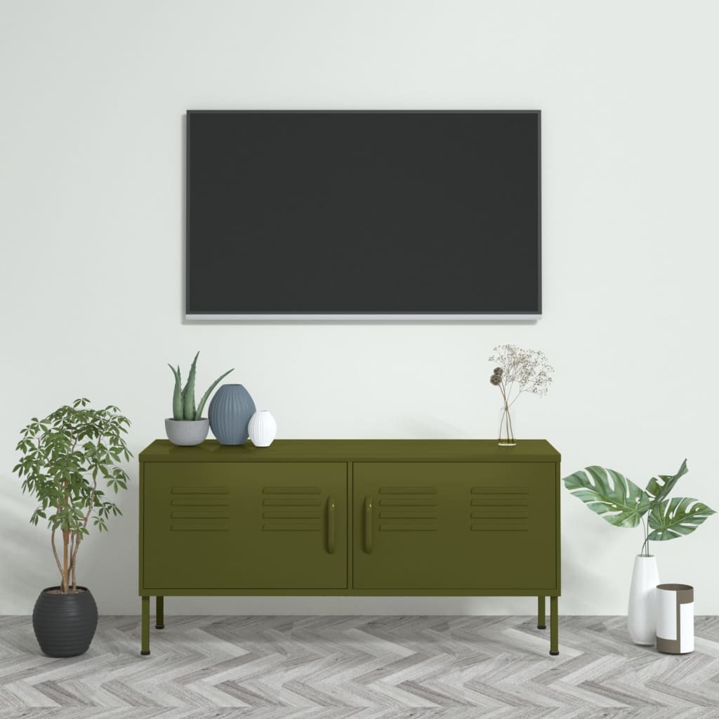 TV-Schrank Olivgrün Stahl 105 cm
