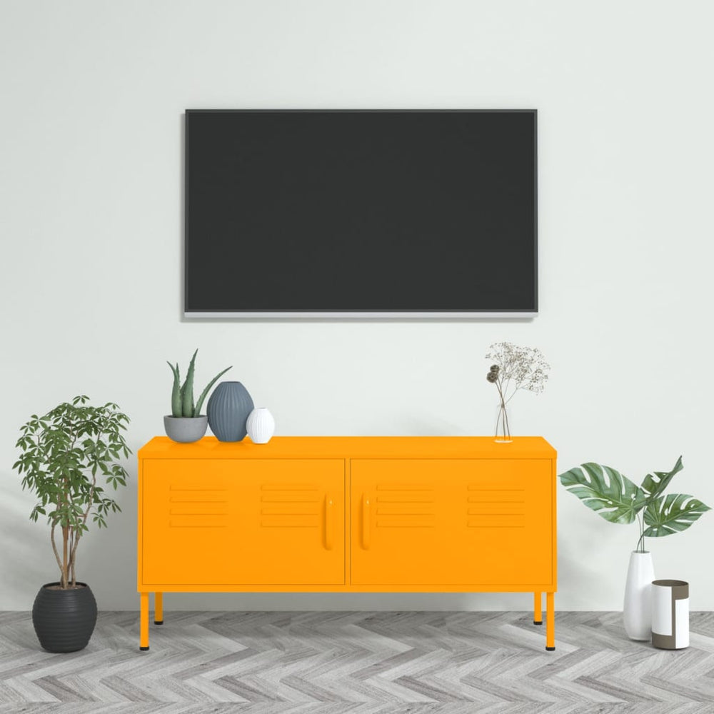 Senfgelber TV-Schrank, Stahl, 105 cm