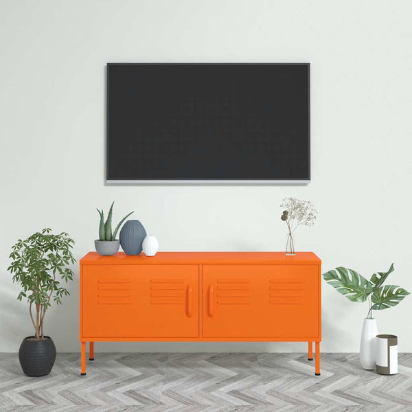 Oranger TV-Schrank aus Stahl, 105 cm