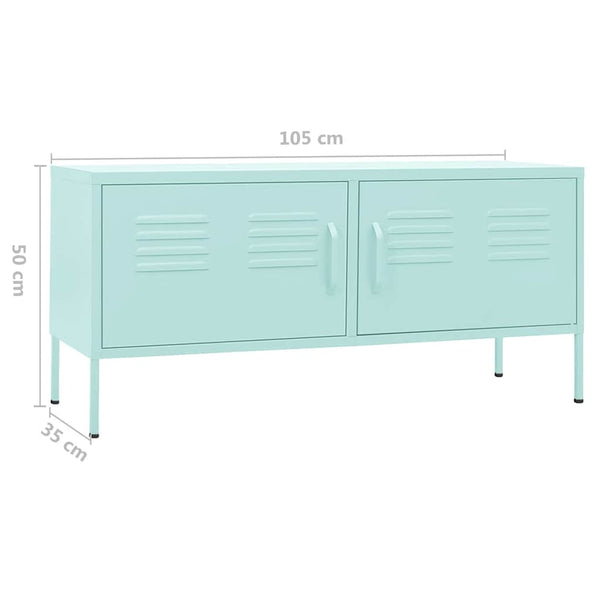 Minzgrüner TV-Schrank aus Stahl, 105 cm