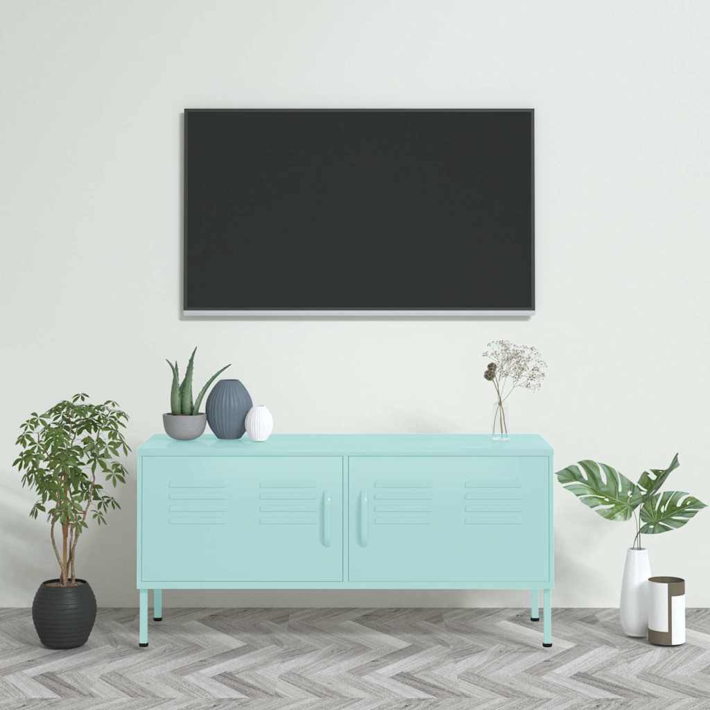 Minzgrüner TV-Schrank aus Stahl, 105 cm
