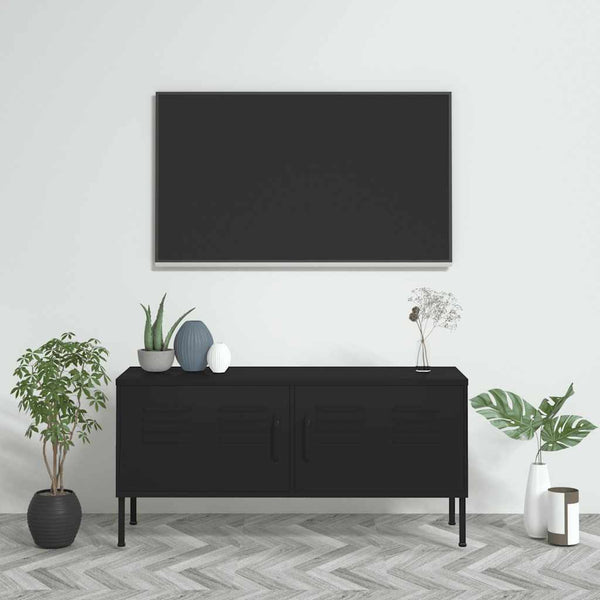 Schwarzer TV-Schrank Stahl 105 cm