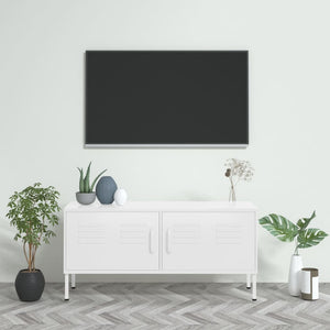 TV-Schrank Weiß Stahl 105 cm
