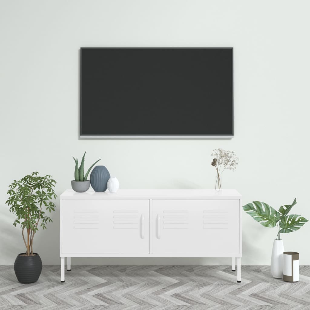 TV-Schrank Weiß Stahl 105 cm