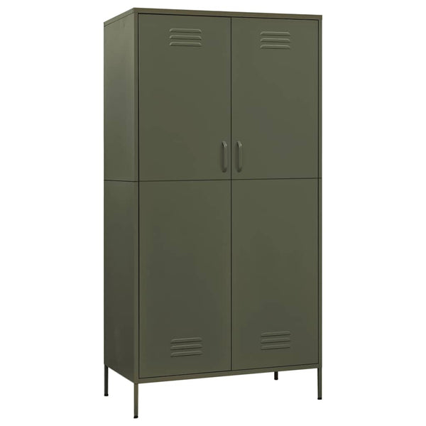 Kleiderschrank Olivgrün Stahl 90x50x180cm