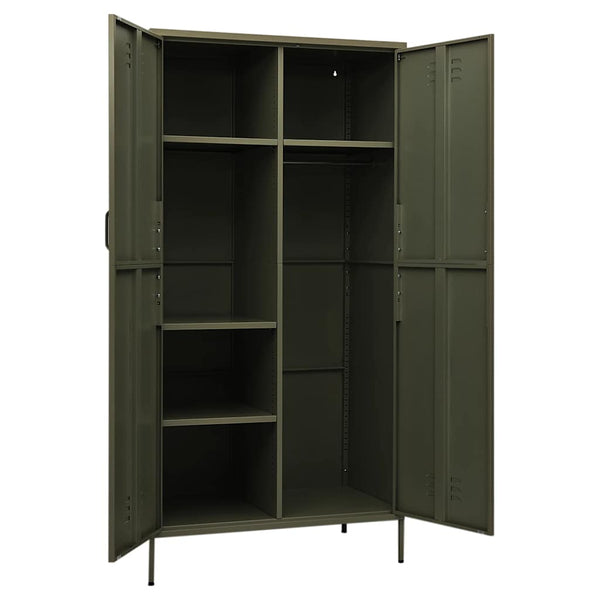 Kleiderschrank Olivgrün Stahl 90x50x180cm