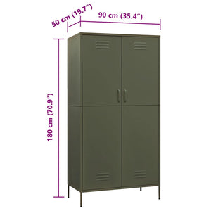 Kleiderschrank Olivgrün Stahl 90x50x180cm