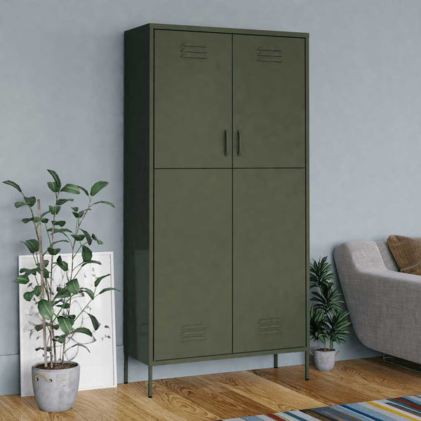 Kleiderschrank Olivgrün Stahl 90x50x180cm
