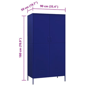 Marineblauer Stahlschrank 90x50x180 cm