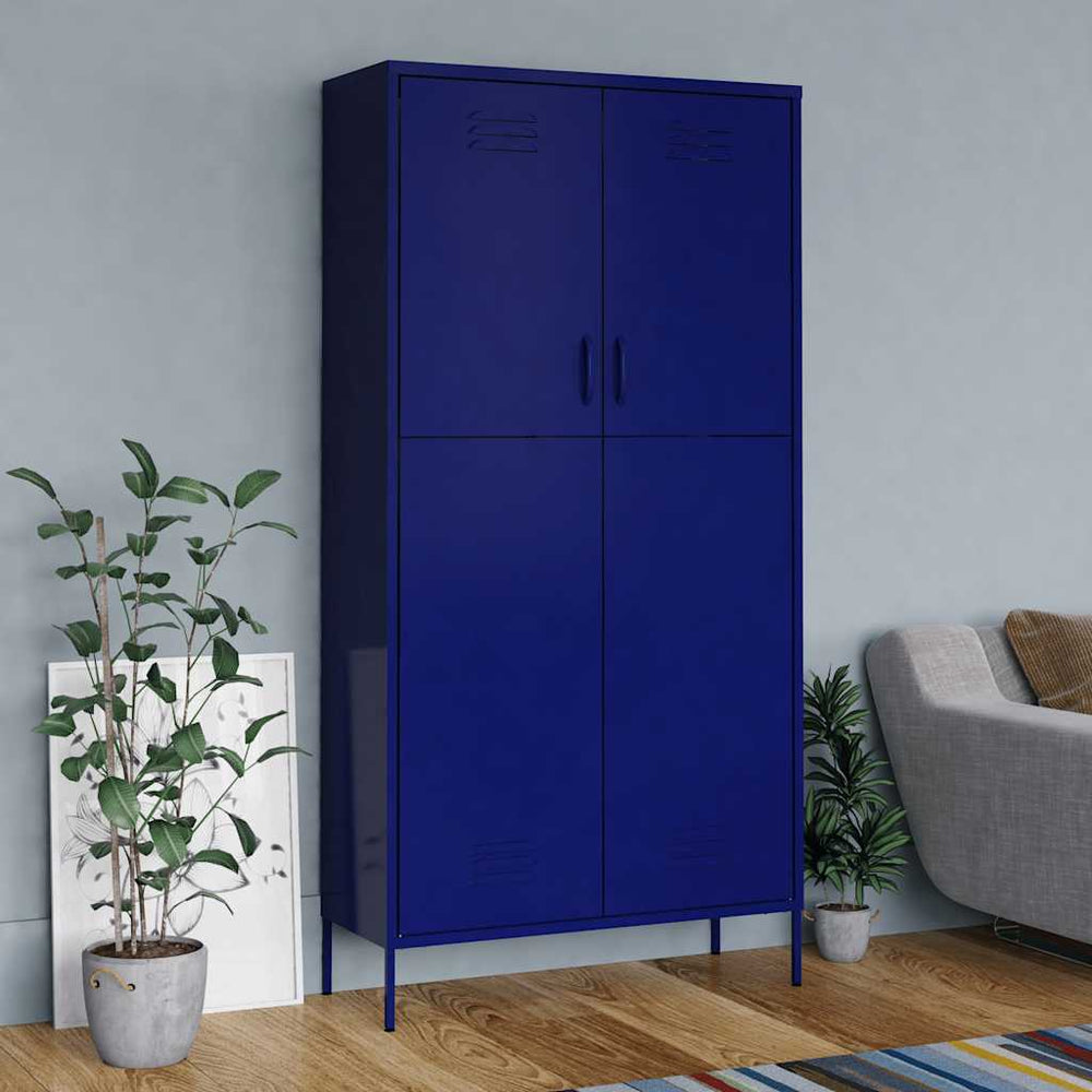 Marineblauer Stahlschrank 90x50x180 cm