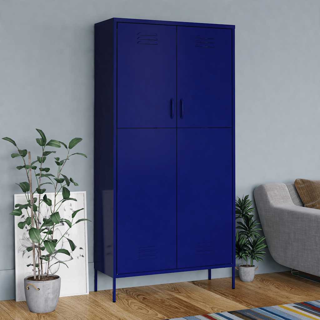 Marineblauer Stahlschrank 90x50x180 cm