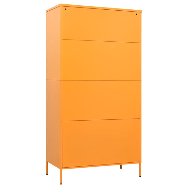 Senfgelber Stahlschrank, 90x50x180 cm