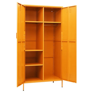 Senfgelber Stahlschrank, 90x50x180 cm
