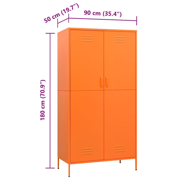 Oranger Stahlschrank 90x50x180 cm