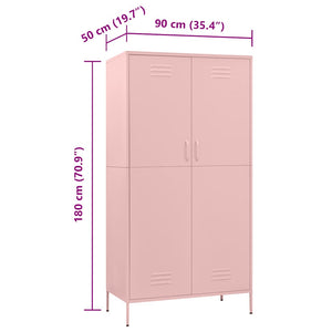 Rosa Stahlschrank, 90x50x180 cm