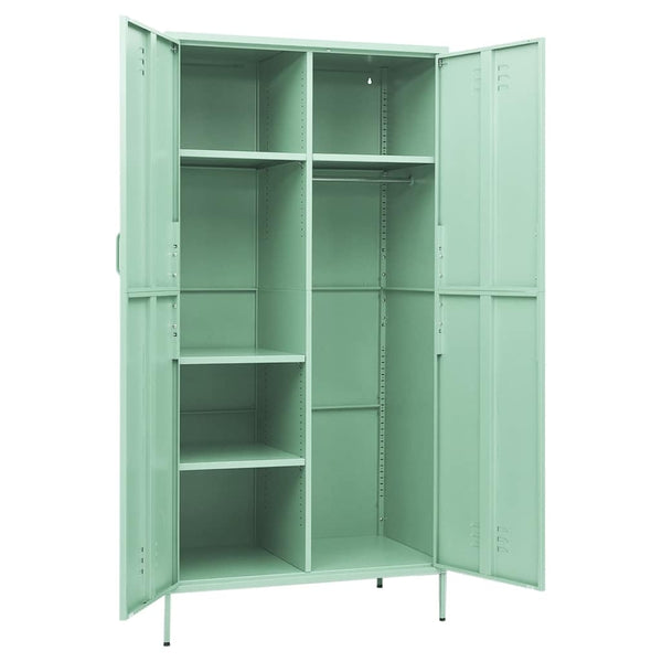 Minzgrüner Stahlschrank 90x50x180 cm