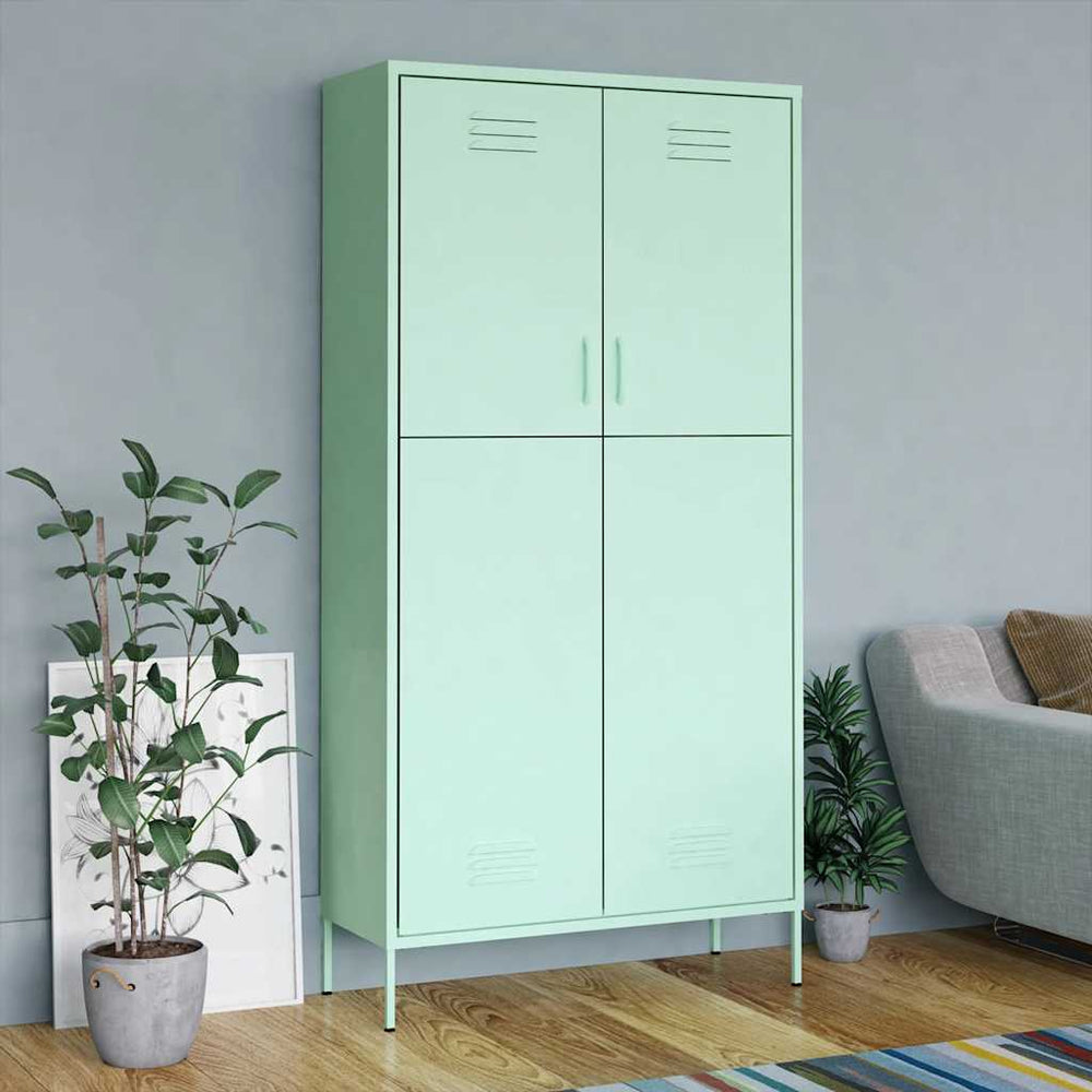 Minzgrüner Stahlschrank 90x50x180 cm