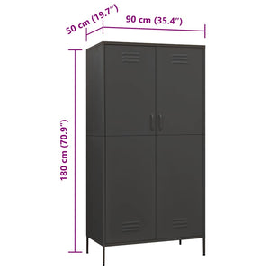Anthrazit Kleiderschrank Stahl 90x50x180 cm