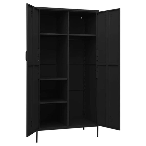 Schwarzer Stahlschrank, 90x50x180 cm