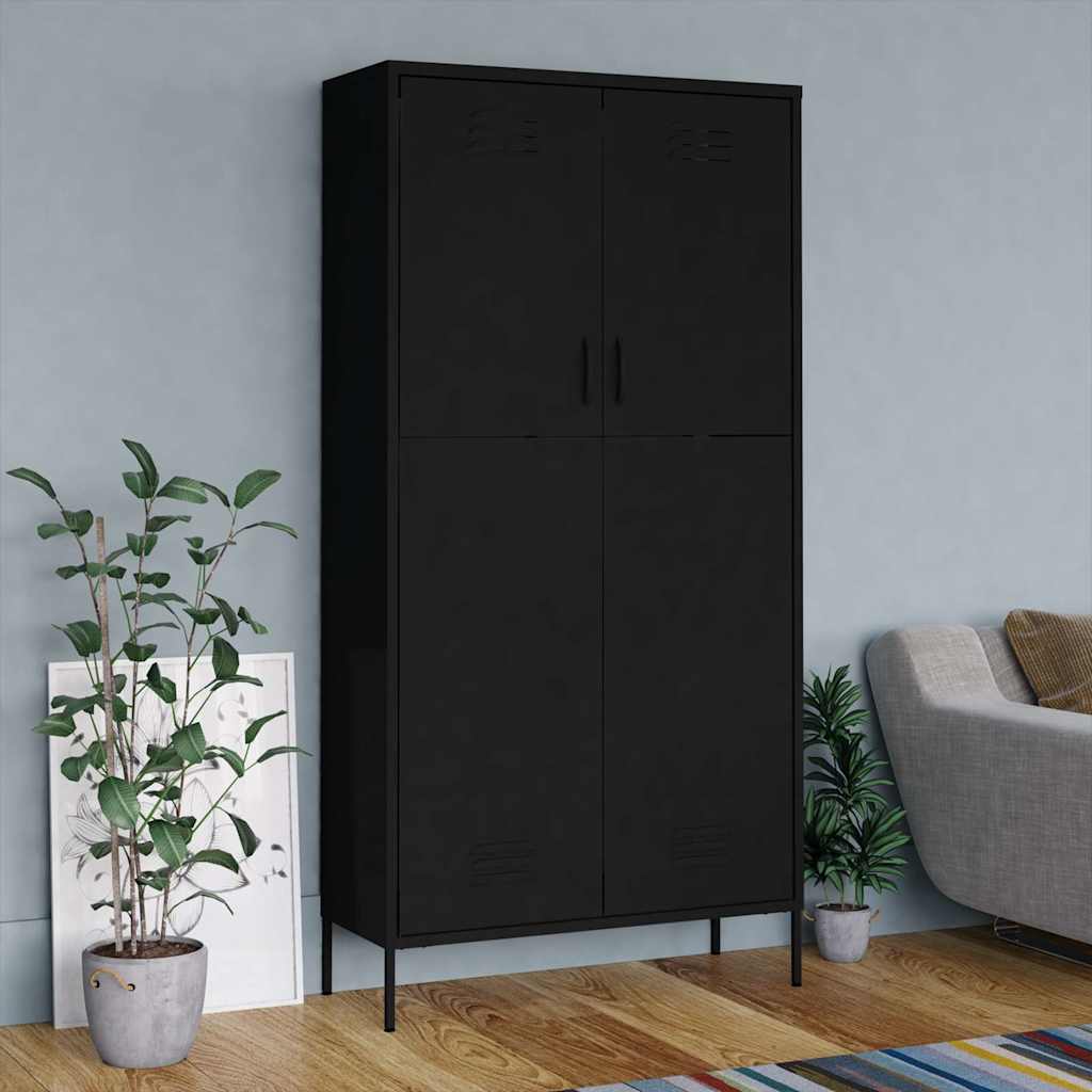 Schwarzer Stahlschrank, 90x50x180 cm