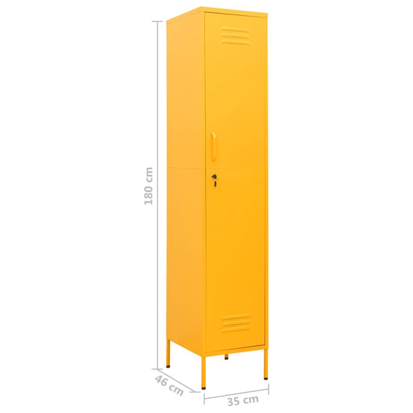 Senfgelber Schließfachschrank, 180 cm