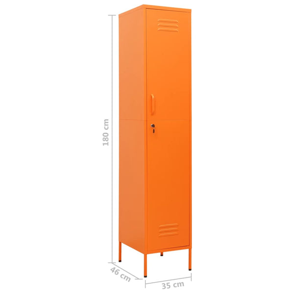 Oranger Schließfachschrank, 35x46x180 cm