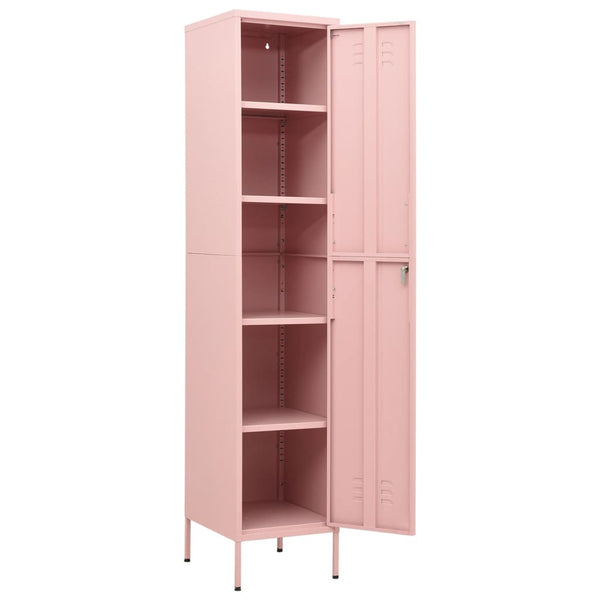 Rosa Schließfachschrank aus Stahl, 180 cm