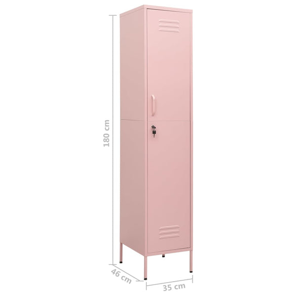 Rosa Schließfachschrank aus Stahl, 180 cm