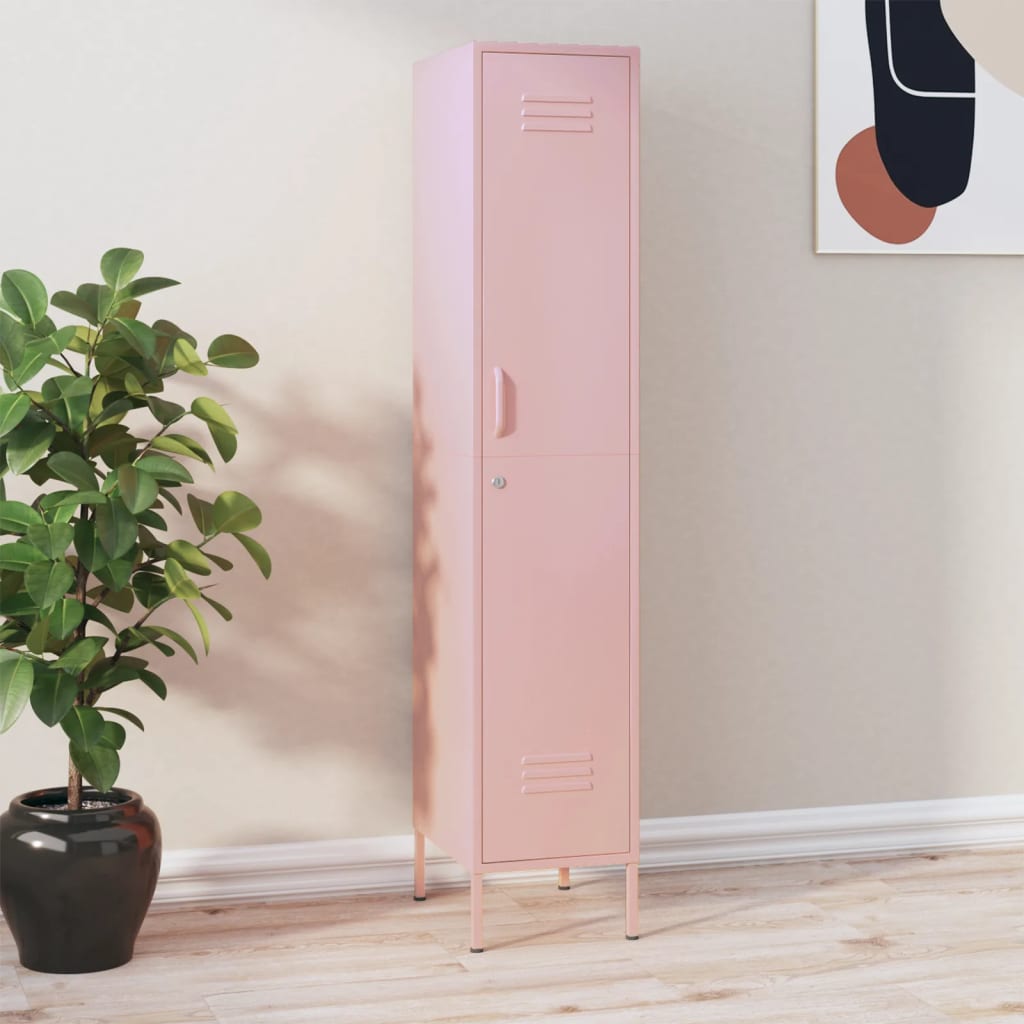 Rosa Schließfachschrank aus Stahl, 180 cm