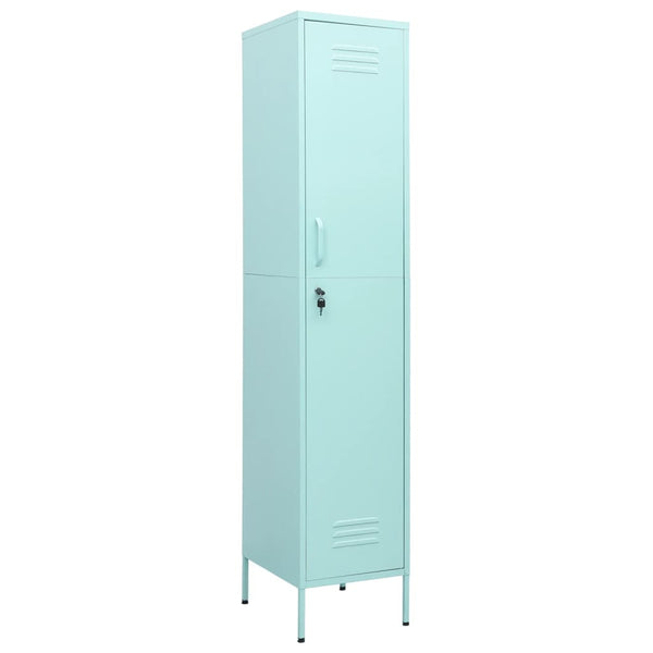 Minzgrüner Schließfachschrank aus Stahl, 180 cm