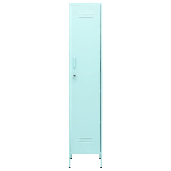 Minzgrüner Schließfachschrank aus Stahl, 180 cm