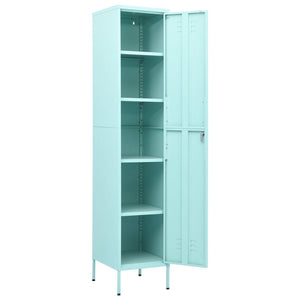 Minzgrüner Schließfachschrank aus Stahl, 180 cm