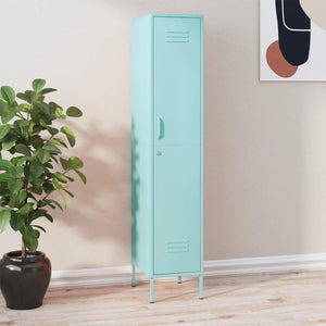 Minzgrüner Schließfachschrank aus Stahl, 180 cm