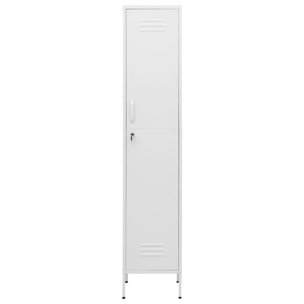 Weißer Schließfachschrank aus Stahl, 180 cm