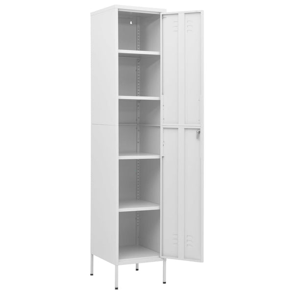Weißer Schließfachschrank aus Stahl, 180 cm