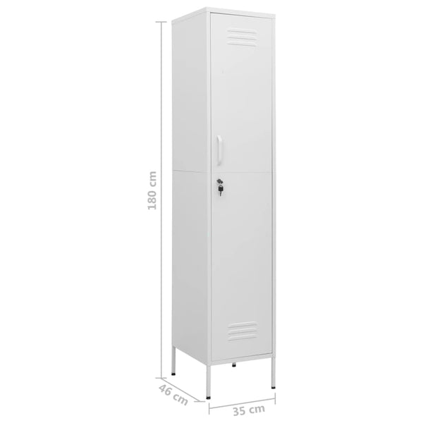 Weißer Schließfachschrank aus Stahl, 180 cm