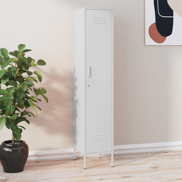 Weißer Schließfachschrank aus Stahl, 180 cm
