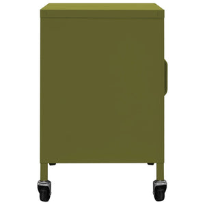 Olivgrüner Stahlschrank mit Rollen 60cm
