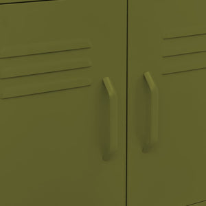 Olivgrüner Stahlschrank mit Rollen 60cm