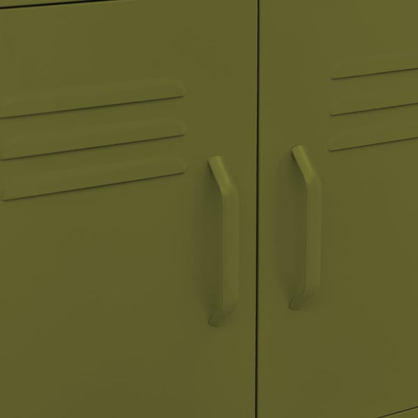 Olivgrüner Stahlschrank mit Rollen 60cm