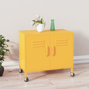 vidaXL Armoire de rangement jaune moutarde 60x35x56 cm acier