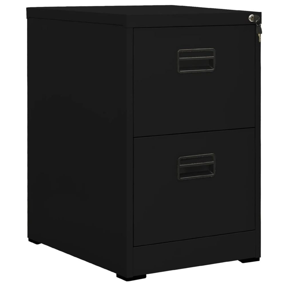 Schwarzer Aktenschrank aus Stahl, 46x62x72,5 cm