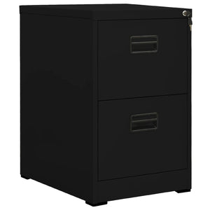 Schwarzer Aktenschrank aus Stahl, 46x62x72,5 cm