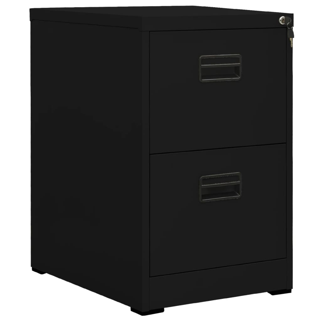 Schwarzer Aktenschrank aus Stahl, 46x62x72,5 cm