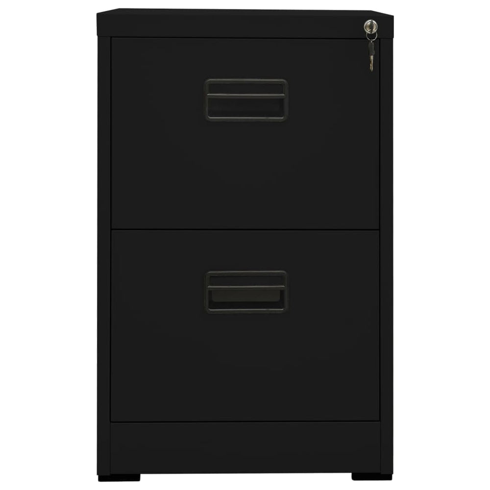 Schwarzer Aktenschrank aus Stahl, 46x62x72,5 cm