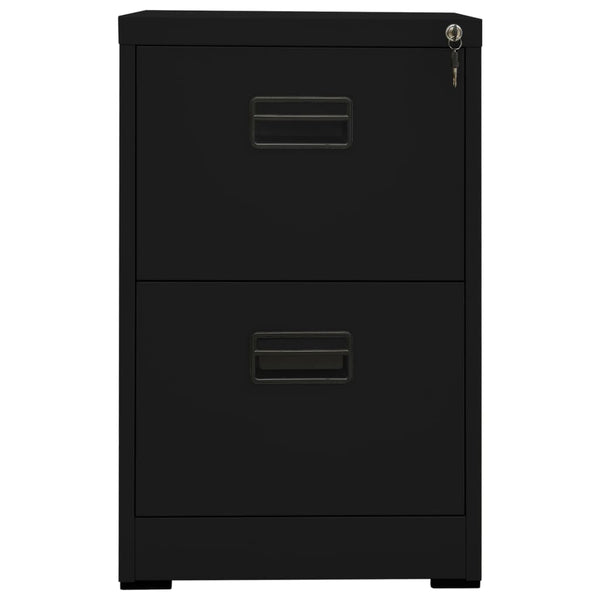 Schwarzer Aktenschrank aus Stahl, 46x62x72,5 cm