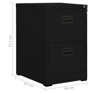 Schwarzer Aktenschrank aus Stahl, 46x62x72,5 cm